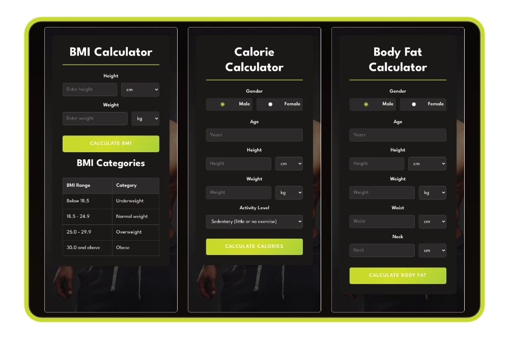 Personal Trainer in Dubai, BMI calculator, Calorie Calculator