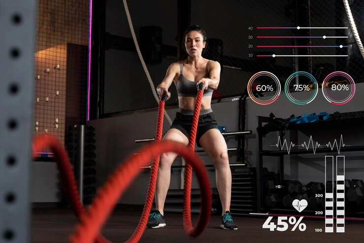 A woman doing a HIIT workout in Dubai.