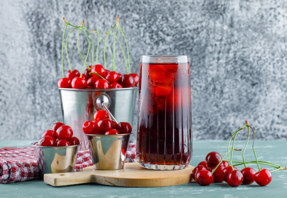 Jug with cherry juice in a Dubai Kitchen