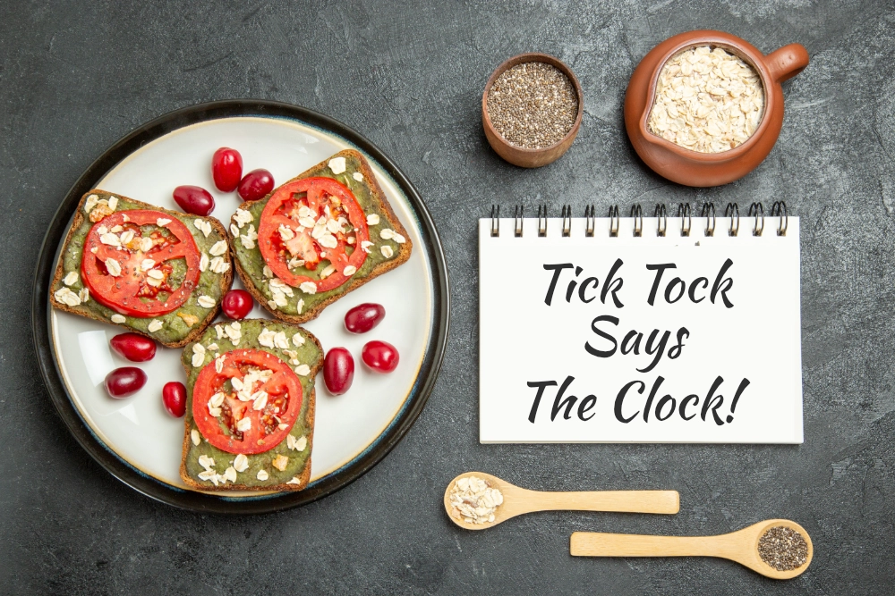 A healthy Dubai meal prep with avocado on toast, set on a plate, Jumeirah Beach.