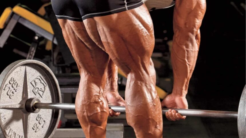 Bodybuilder doing a Hamstring Exercise