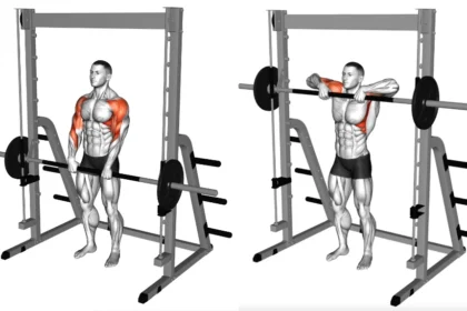 Smith Machine Upright Row Demonstration. Shoulder Workout