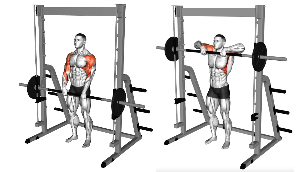 Smith Machine Upright Row Demonstration. Shoulder Workout